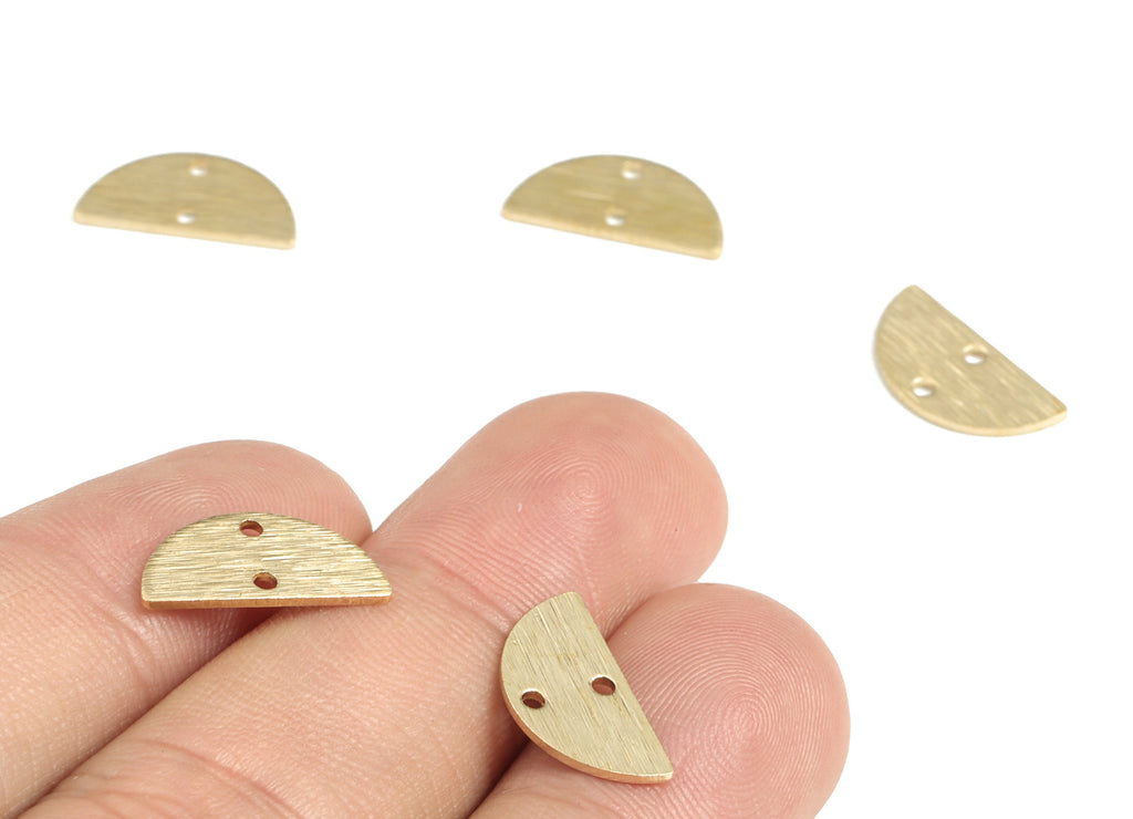 Brass Textured Semicircle Earring Connector - Raw Brass Half Moon Earring Charms - Jewelry Making Supplies - 14.96x7.5x0.79mm - PP3794 - DOMEDBAZAAR