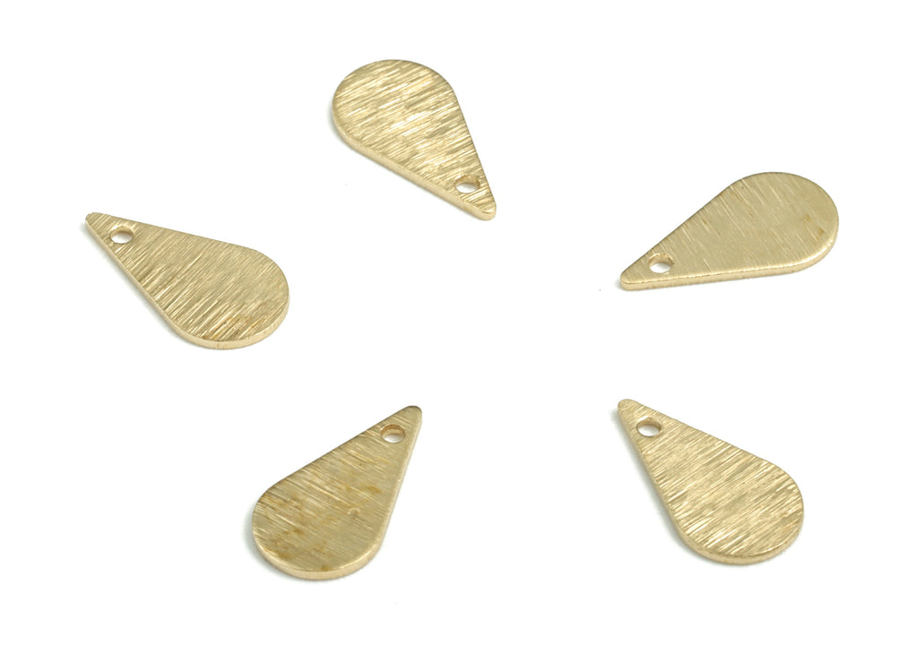 Brass Textured Drop Earring Charms - Raw Brass Drop Pendant - Earring Findings - Jewellery Making Supplies - 10.56x5.59x0.57mm - PP3809 - DOMEDBAZAAR