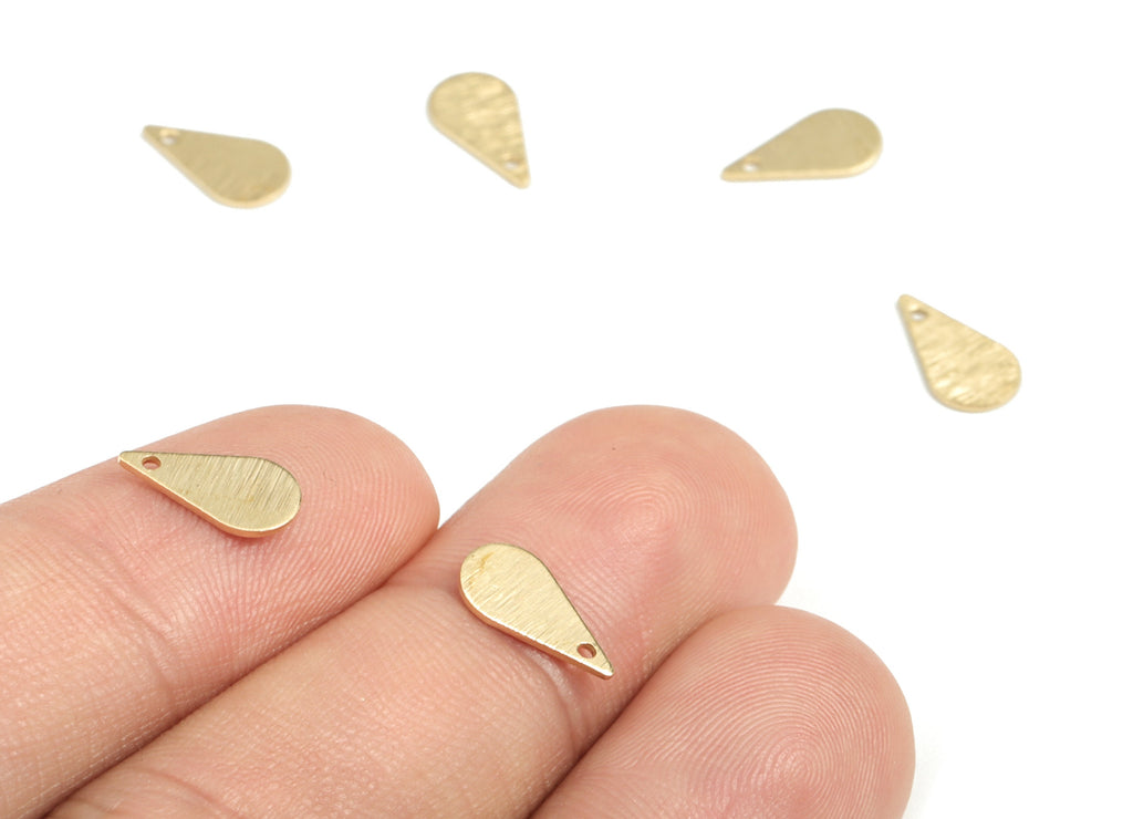Brass Textured Drop Earring Charms - Raw Brass Drop Pendant - Earring Findings - Jewellery Making Supplies - 10.56x5.59x0.57mm - PP3809 - DOMEDBAZAAR