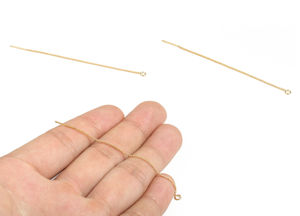 18 Gold Plating Brass Ear Wires – Simple Style Fish Hook with inside Loop – DIY Jewelry Making Supplies - 84.72 x1.12 x0.47mm - RGP2915 - DOMEDBAZAAR