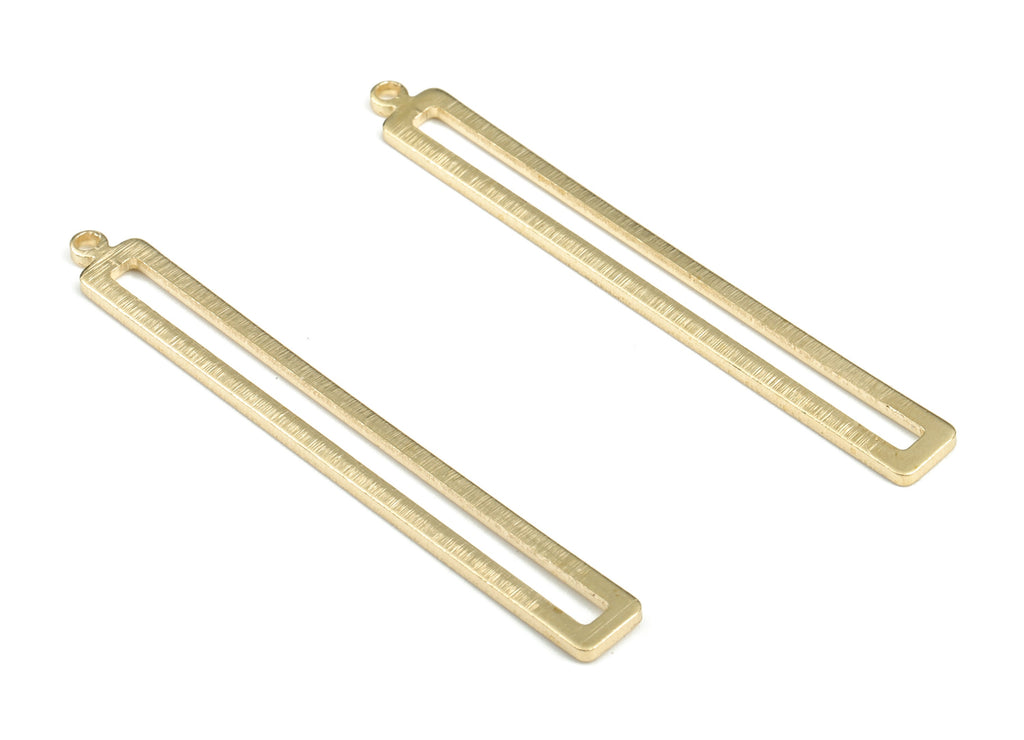 Brass Textured Rectangle Earring Charms - Raw Brass Rectangle Pendant - Jewelry Making Supplies - 53.02x6.17x1.3mm - PP3805 - DOMEDBAZAAR