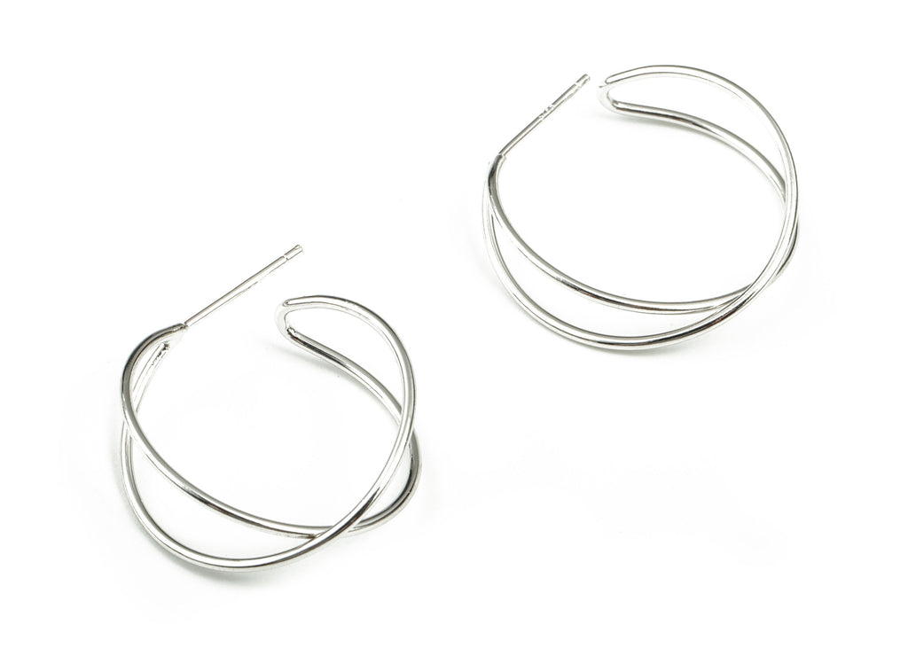 Brass316 Surgical Stainless Steel Stud- Raw Brass Earring Charms - 18K Real White Gold Plated - Jewelry Making - 23.05x9.36x1.3mm - RGP2326S - DOMEDBAZAAR