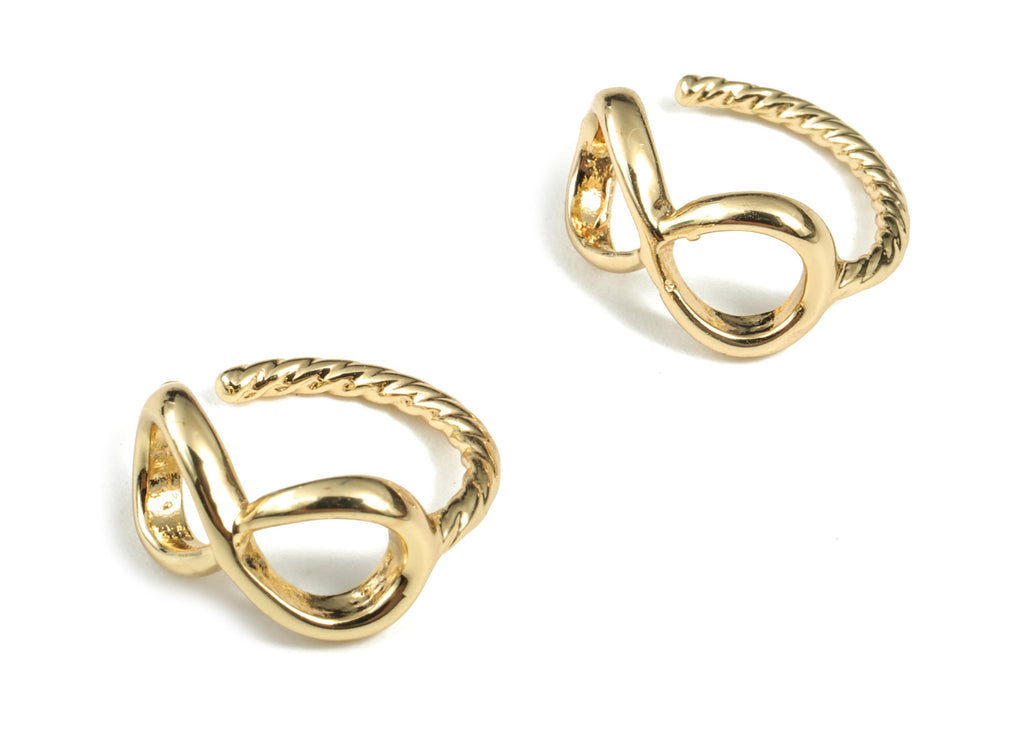 Brass Infinity Eyes Cuff Jewelry Charm - 18K Real Gold Plated Brass - Earring Findings - Jewelry Making Supplies – 14.67x14x2.2mm - RGP2824 - DOMEDBAZAAR