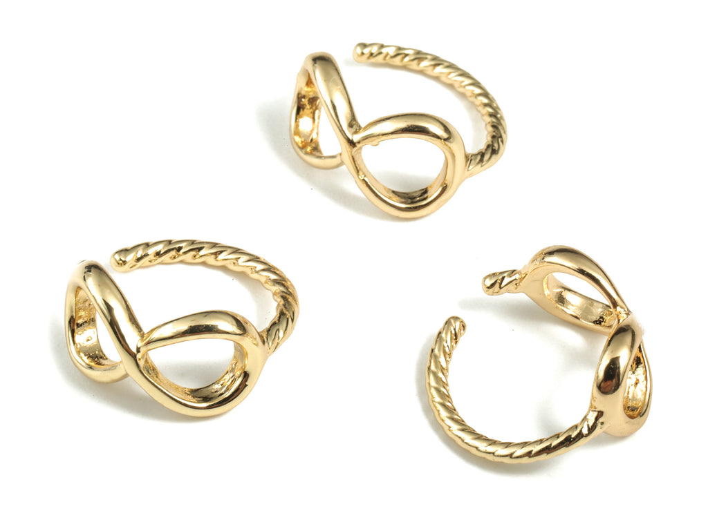 Brass Infinity Eyes Cuff Jewelry Charm - 18K Real Gold Plated Brass - Earring Findings - Jewelry Making Supplies – 14.67x14x2.2mm - RGP2824 - DOMEDBAZAAR