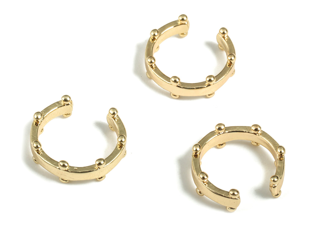 Brass Cuff Earring Charms - 18K Real Gold Plated Brass – Earring Findings - Jewelry Making Supplies - 11.88x11.76x1.15mm - RGP2839 - DOMEDBAZAAR