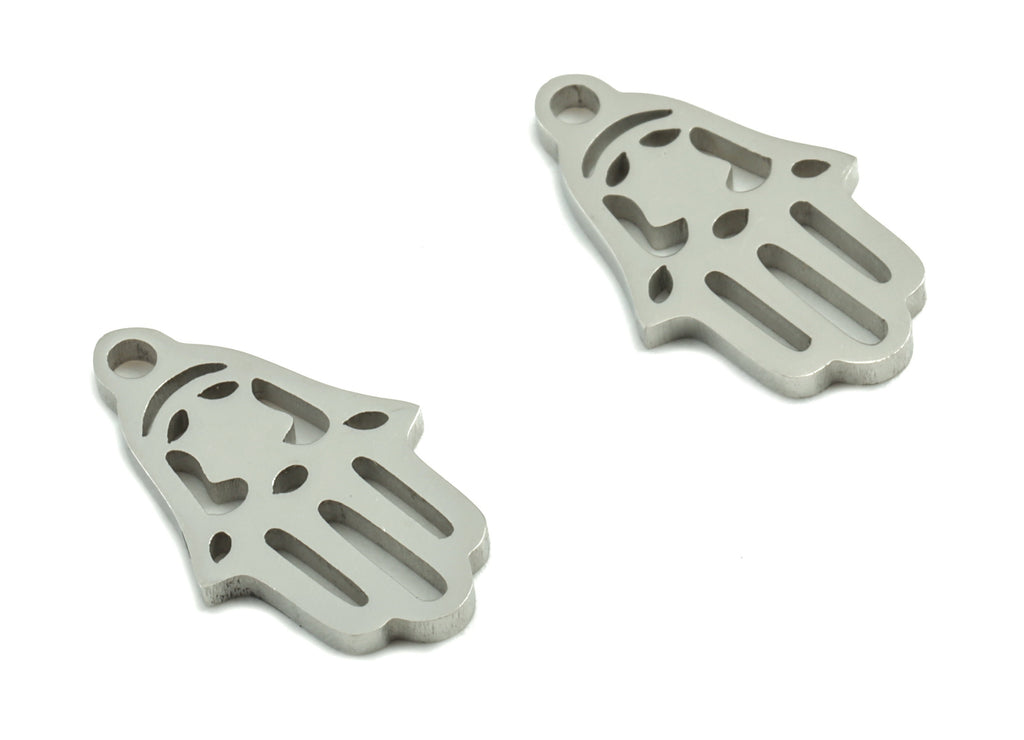 Stainless Steel Hand Earring Charms - Stainless Steel Hand Pendant - Jewelry Making Supplies - 13.91x8.06x0.99mm - SS1209 - DOMEDBAZAAR