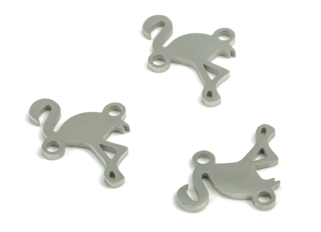 Stainless Steel Flamingo Connector - Stainless Steel Flamingo Earrings Charms - Jewelry Making Supplies - 17.87x13.12x0.97mm - SS1206 - DOMEDBAZAAR