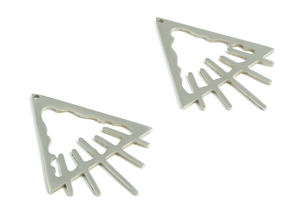 Stainless Steel Triangle Earring Charms - Stainless Steel Triangle Pendant - Jewelry Making Supplies - 38.66x28.96x0.99mm - SS1192 - DOMEDBAZAAR