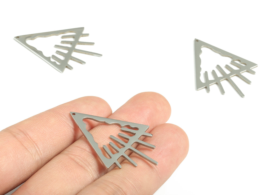 Stainless Steel Triangle Earring Charms - Stainless Steel Triangle Pendant - Jewelry Making Supplies - 38.66x28.96x0.99mm - SS1192 - DOMEDBAZAAR