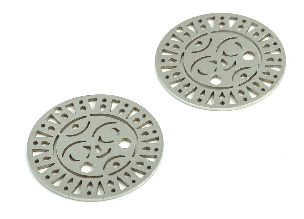 Stainless Steel Round Sun Crescent Earring Charms - Stainless Steel Circle Sun Moon Pendant - Jewelry Supplies - 30.4x30.4x1mm - SS1183 - DOMEDBAZAAR