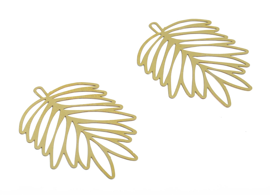 Raw Brass Leaf Charm - Raw Brass Leaf Charms Pendant – Brass Leaf Earrings Charms - Jewelry Making - 38.29×28.23× 0.29mm - JJB6152 - DOMEDBAZAAR