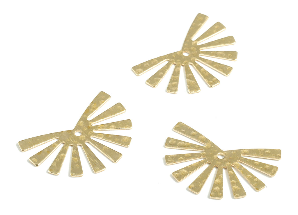 Brass Hammered Flower Earring Charms - Raw Brass Flower Pendant - Earring Findings - Jewelry Making Supplies - 24.89x16.67x0.61mm - PP3880 - DOMEDBAZAAR
