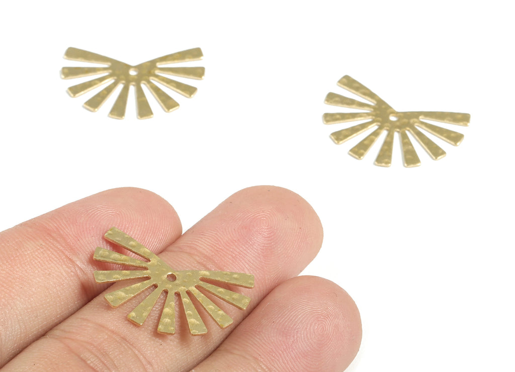 Brass Hammered Flower Earring Charms - Raw Brass Flower Pendant - Earring Findings - Jewelry Making Supplies - 24.89x16.67x0.61mm - PP3880 - DOMEDBAZAAR