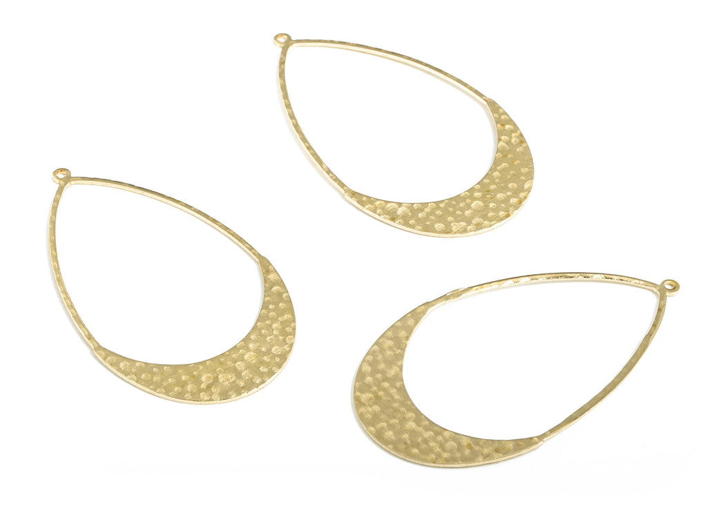 Brass Hammered Drop Earring Charms - Raw Brass Drop Pendant - Earring Findings - Jewelry Making Supplies - 52.71x30.22x0.87mm - PP3916 - DOMEDBAZAAR