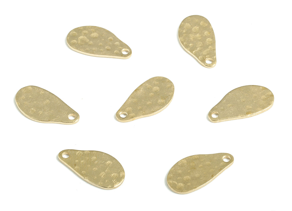 Brass Hammered Drop Earring Charms - Raw Brass Drop Pendant - Earring Findings - Jewelry Making Supplies - 14.44x7.56x0.75mm - PP3889 - DOMEDBAZAAR