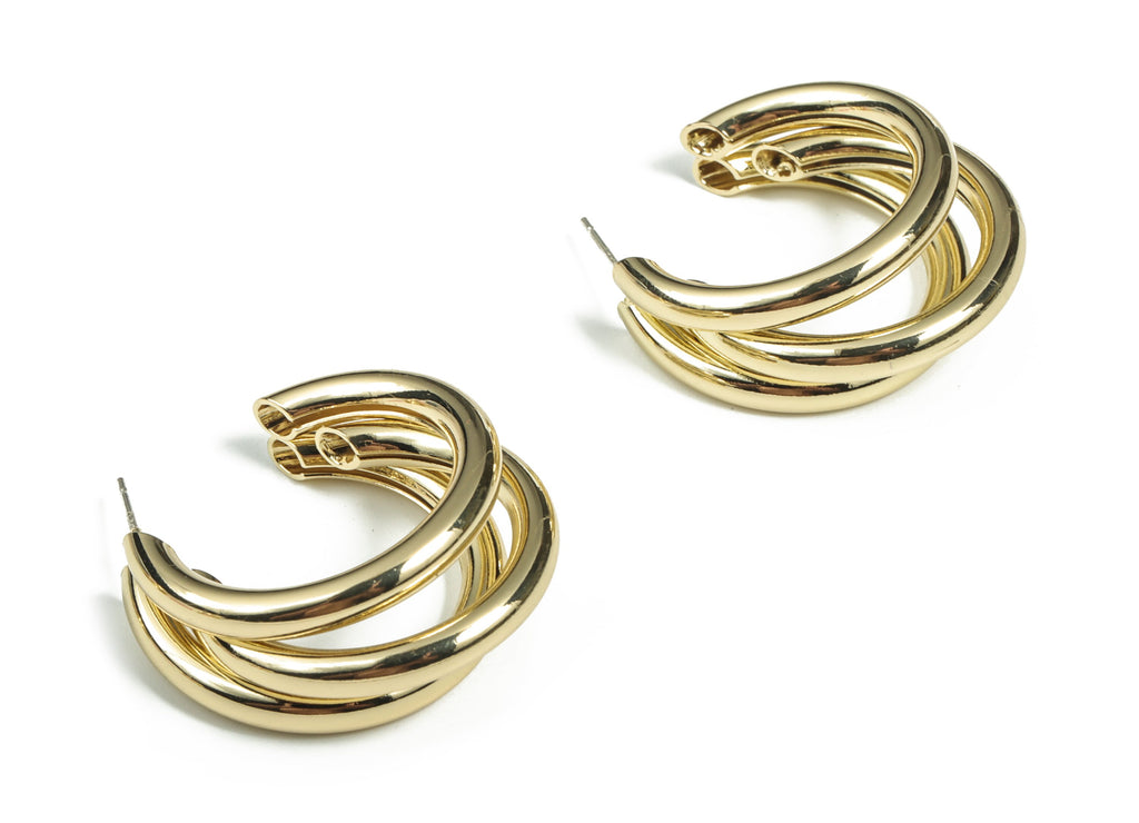 Alloy316 Surgical Stainless Steel Stud - Alloy Earring Post - Gold Tone Plated Alloy - Jewelry Making - 31.33x29.45x8mm - ZZ1969 - DOMEDBAZAAR