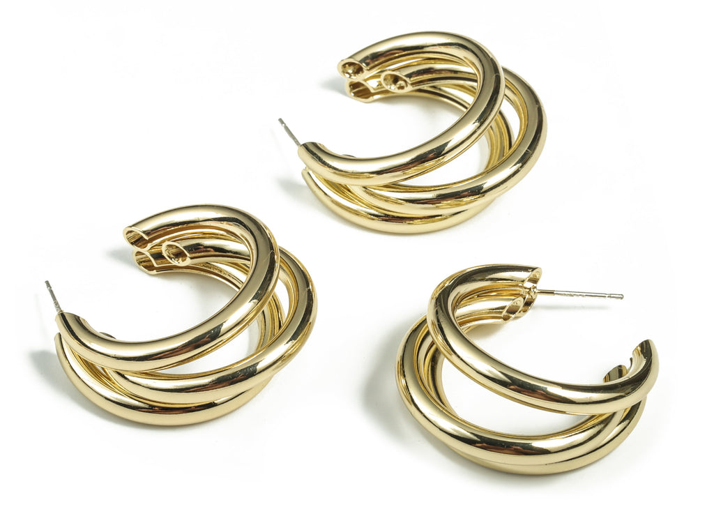 Alloy316 Surgical Stainless Steel Stud - Alloy Earring Post - Gold Tone Plated Alloy - Jewelry Making - 31.33x29.45x8mm - ZZ1969 - DOMEDBAZAAR