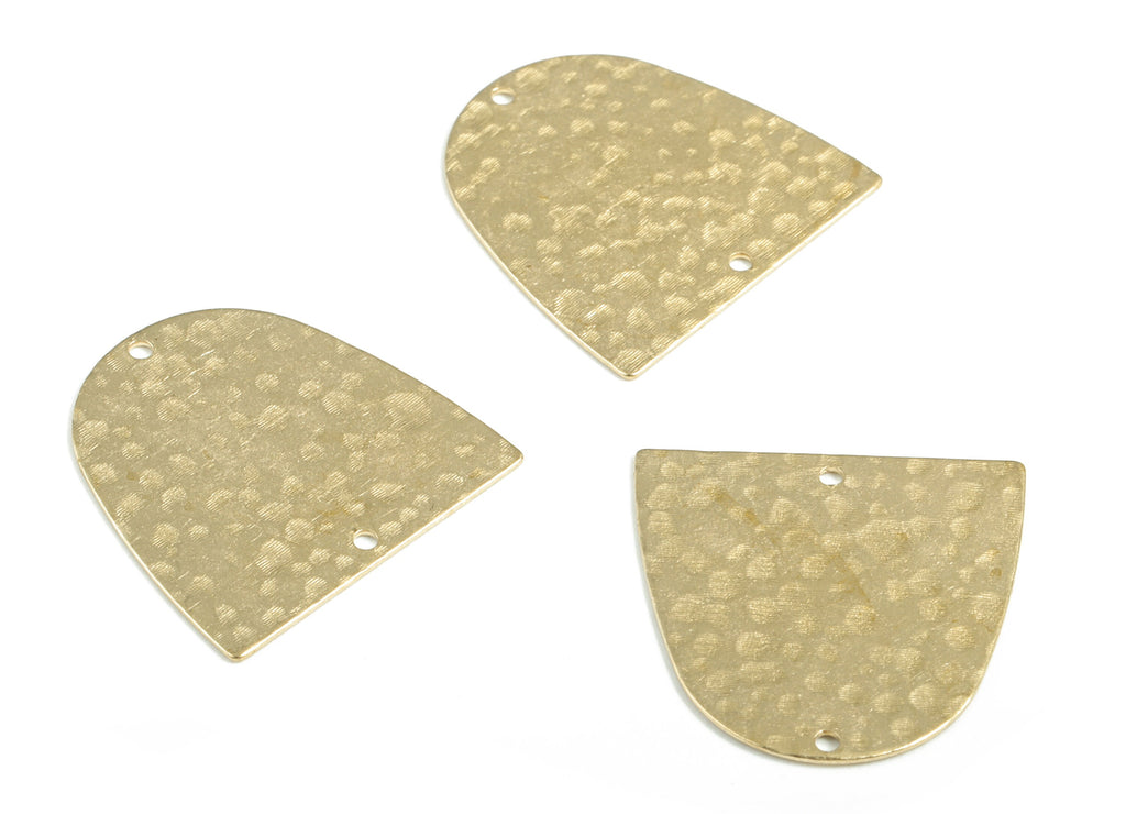 Brass Hammered D Earring Connector - Raw Brass D Earring Charms - 2 Holes - Jewelry Making Supplies - 20.02x19.96x0.48mm - PP3871 - DOMEDBAZAAR