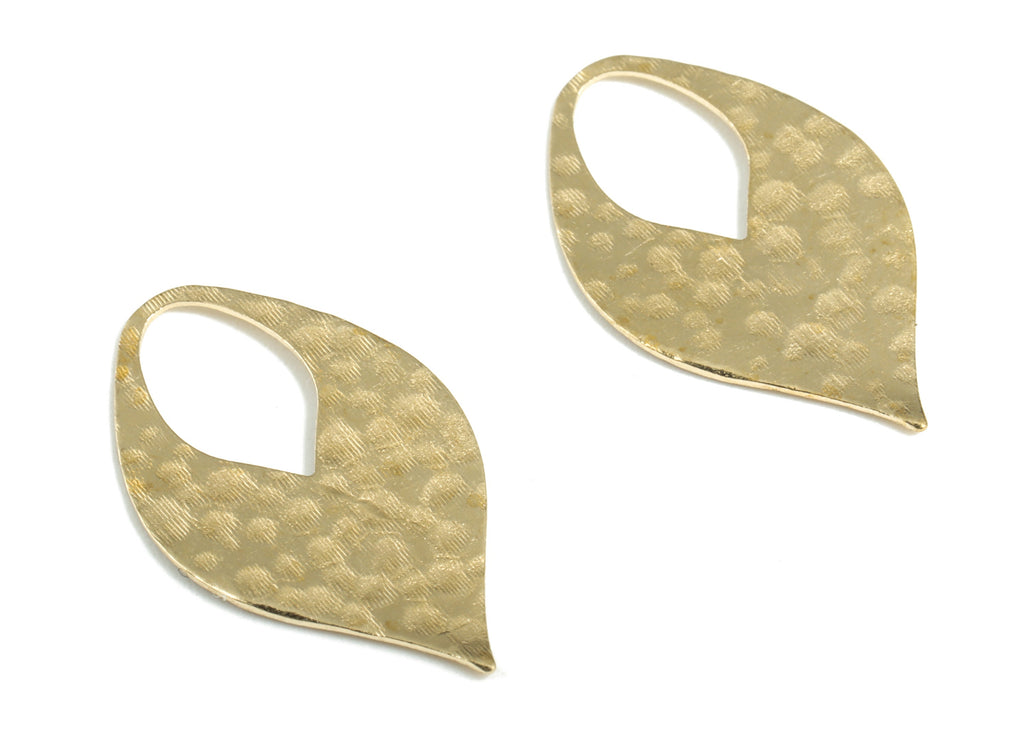 Brass Hammered Drop Earring Charms - Raw Brass Drop Pendant - Earring Findings - Jewelry Making Supplies - 21.89x13.02x0.55mm - PP3919 - DOMEDBAZAAR