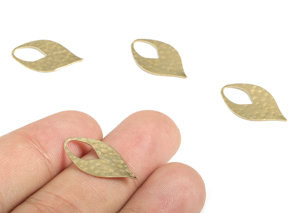 Brass Hammered Drop Earring Charms - Raw Brass Drop Pendant - Earring Findings - Jewelry Making Supplies - 21.89x13.02x0.55mm - PP3919 - DOMEDBAZAAR