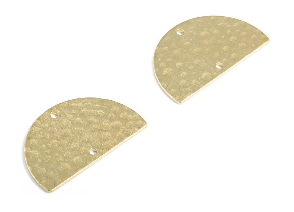 Brass Hammered Half Moon Connector - Raw Brass Semi circle Earring Charms - 2 Holes - Jewelry Making Supplies - 21.38x12.98x0.79mm - PP3869 - DOMEDBAZAAR