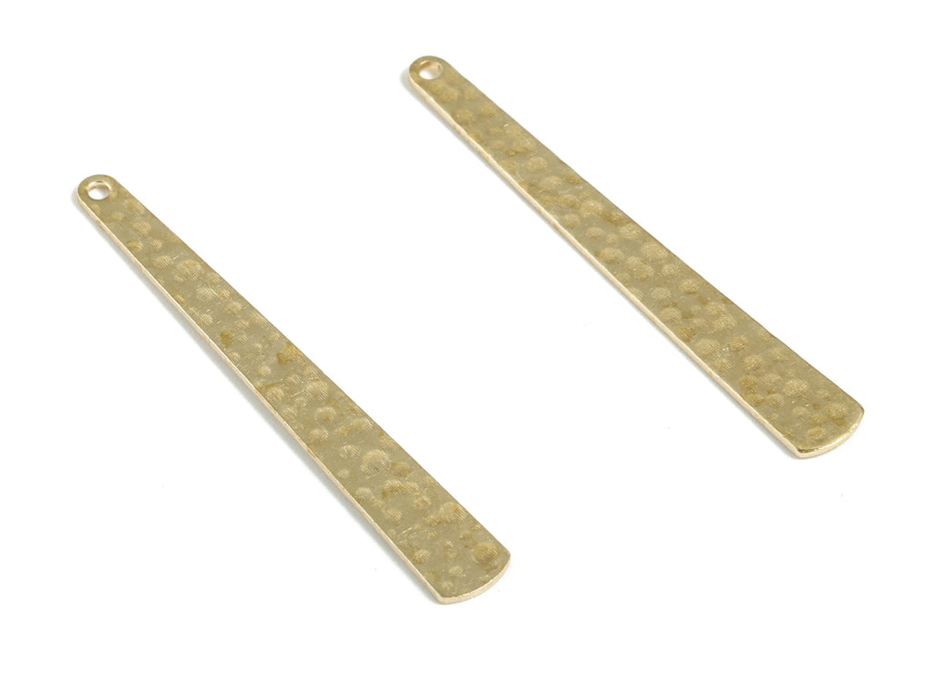 Brass Hammered Strip Earring Charms - Raw Brass Strip Pendant - Earring Findings - Jewelry Making Supplies - 43.01x5.75x0.78mm - PP3870 - DOMEDBAZAAR