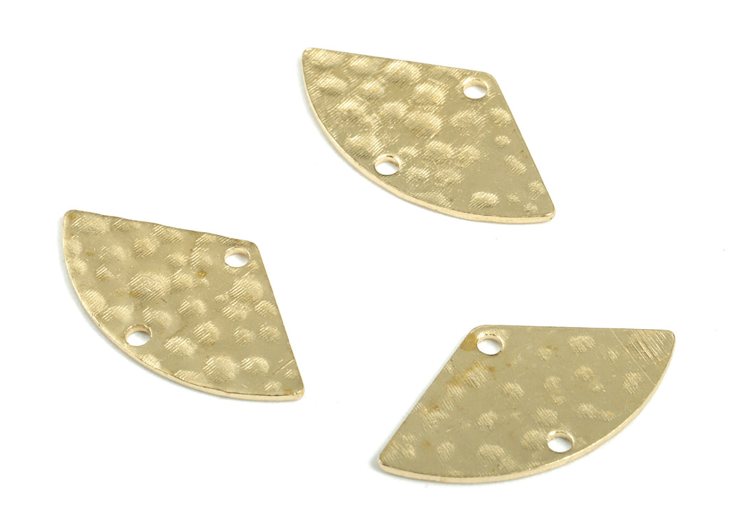 Brass Hammered Triangle Connector - Raw Brass Triangle Earring Charms - 2 Holes - Jewelry Making Supplies - 17.72x9.79x0.6mm - PP3866 - DOMEDBAZAAR