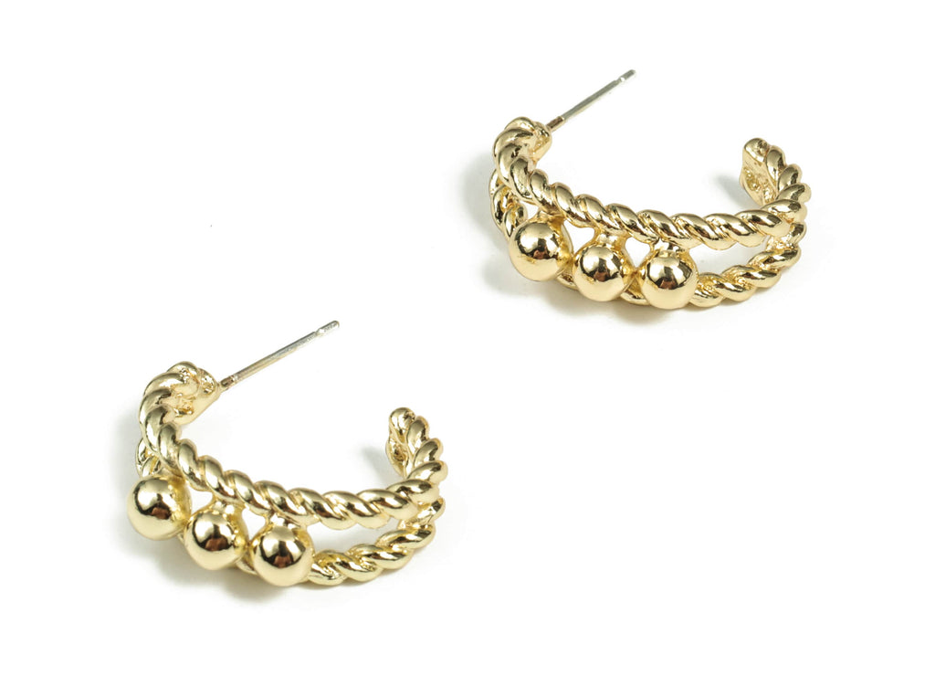 Alloy Wave C Earring Stud - Zinc Alloy Wave C Earring Post - Silver Stud - Gold Tone Plated - Jewelry Supplies - 22.86x16.65x5.1mm - ZZ1790 - DOMEDBAZAAR