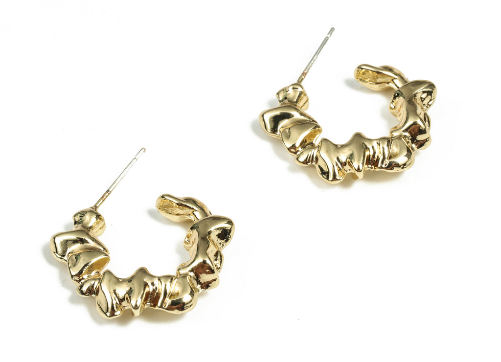 Alloy Wave C Earring Stud - Zinc Alloy Wave C Earring Post - Silver Stud - Gold Tone Plated - Jewelry Supplies - 24.19x20.48x5.21mm - ZZ1791 - DOMEDBAZAAR