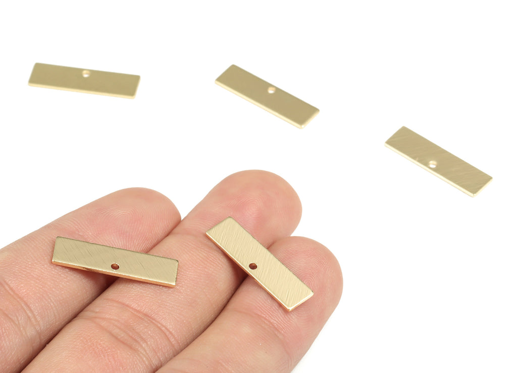 Brass Textured Rectangle Earring Charms - Gold Rectangle Pendant - 18K Real Gold Plated Brass - Jewelry Supplies - 21.41x6x0.79mm - RGP3012G - DOMEDBAZAAR
