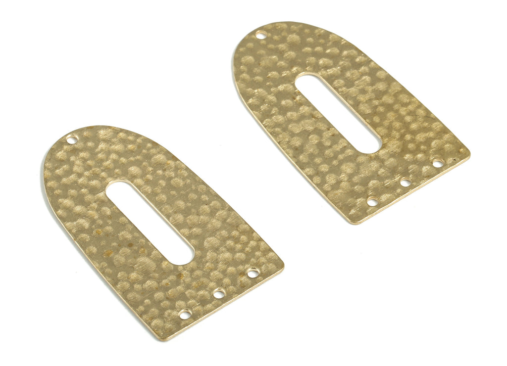 Brass Hammered Triangle Connector - Raw Brass Triangle Earring Charms - 4 Holes - Jewelry Making Supplies - 35.04x20.02x0.61mm - PP3925 - DOMEDBAZAAR