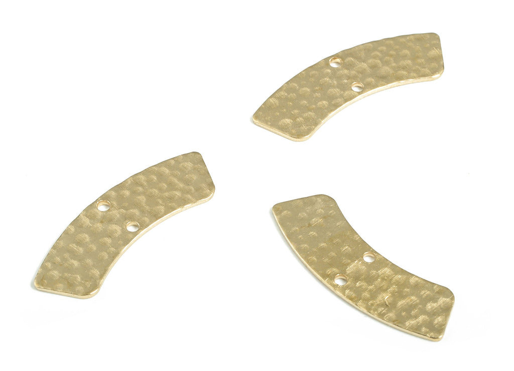 Brass Hammered Geometry Connector - Raw Brass Geometry Earring Charms - 2 Holes - Jewelry Making Supplies - 28.45x9.82x0.77mm - PP3902 - DOMEDBAZAAR