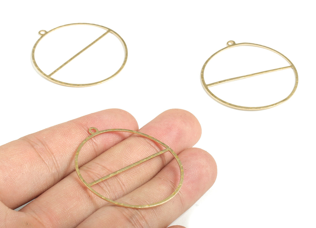 Brass Hammered Circle Earring Charms - Raw Brass Semi circle Pendant - Jewelry Making Supplies - 40.77x38.15x0.61mm - PP3856 - DOMEDBAZAAR