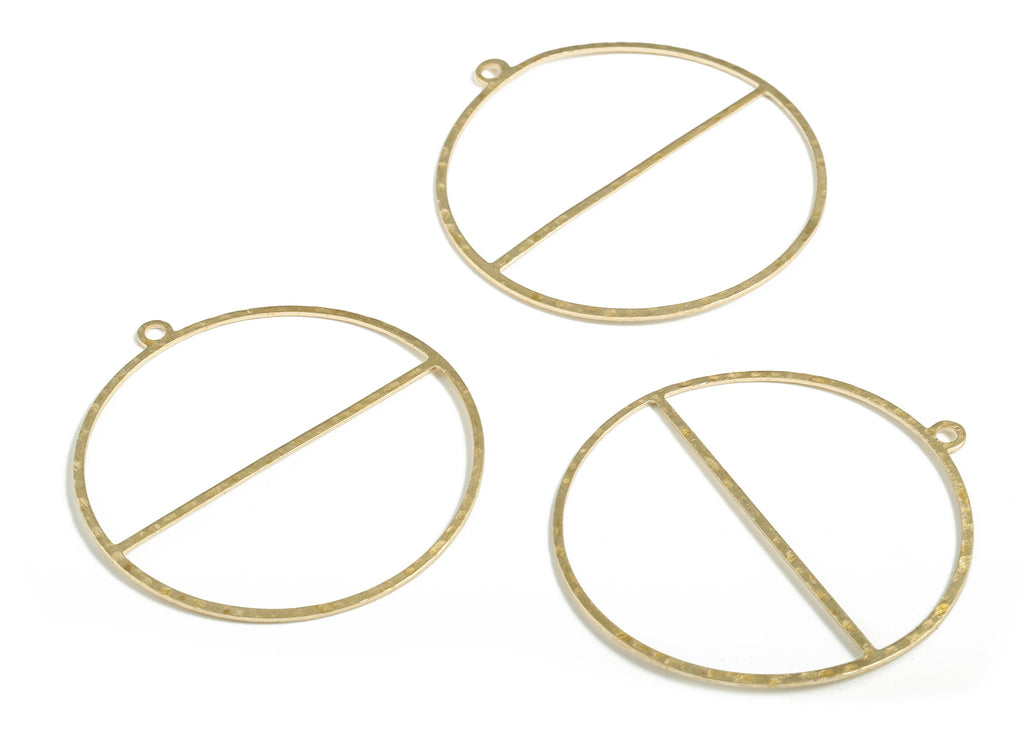Brass Hammered Circle Earring Charms - Raw Brass Semi circle Pendant - Jewelry Making Supplies - 40.77x38.15x0.61mm - PP3856 - DOMEDBAZAAR