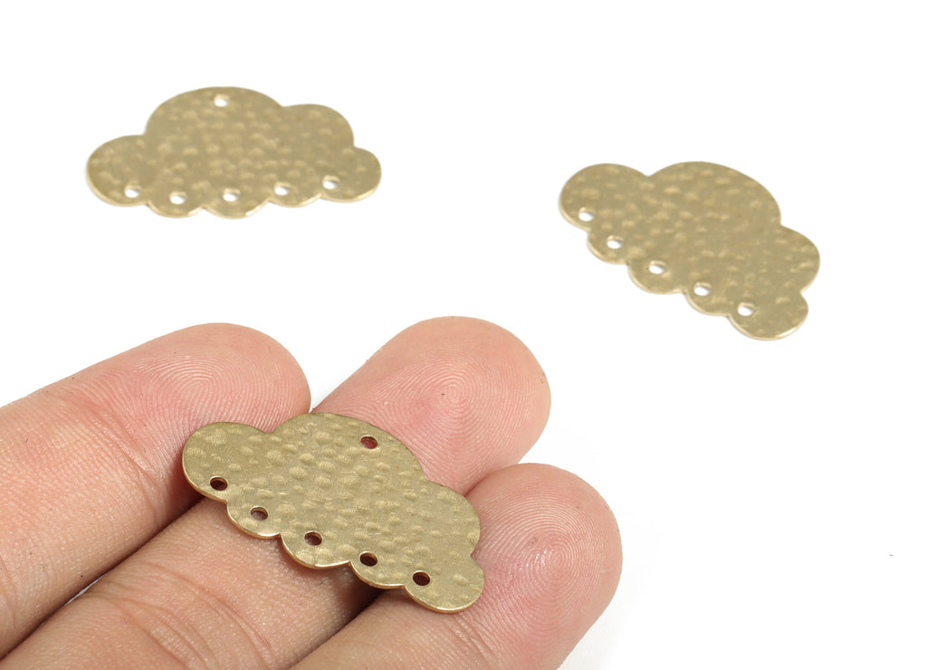 Brass Hammered Could Earring Connector - Raw Brass Could Earring Charms - 6 Holes - Jewelry Making Supplies - 30.21x18.89x0.7mm - PP3854 - DOMEDBAZAAR