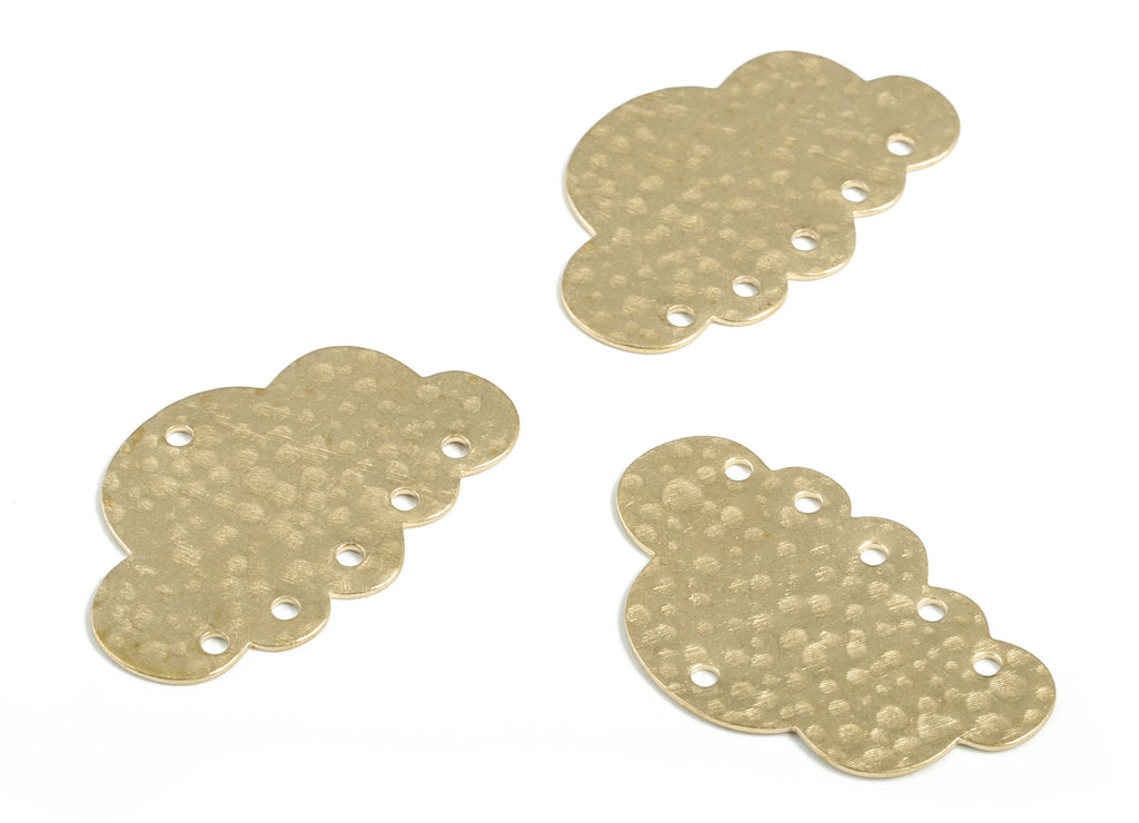 Brass Hammered Could Earring Connector - Raw Brass Could Earring Charms - 6 Holes - Jewelry Making Supplies - 30.21x18.89x0.7mm - PP3854 - DOMEDBAZAAR