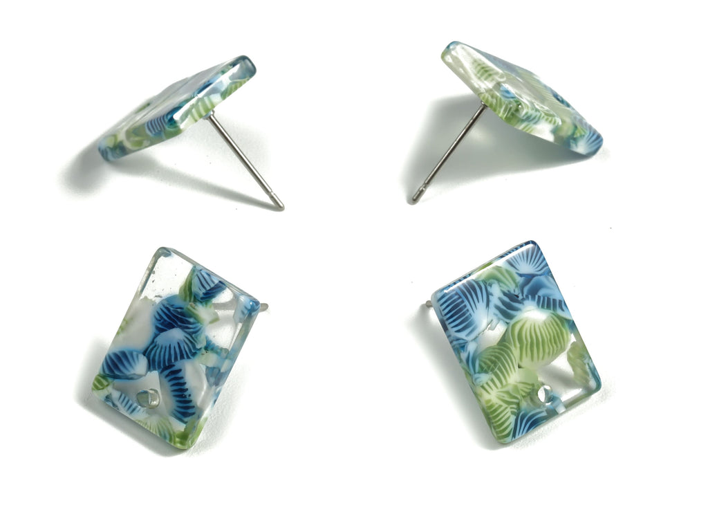 Acetate Rectangle Earring Stud - Rectangle Earring Post - Surgical Stud - Jewelry Supplies - Color Code: A525 - 15.5x11.8x2mm - AC1663-A592 - DOMEDBAZAAR