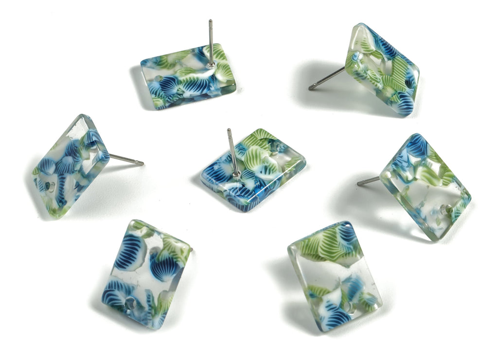 Acetate Rectangle Earring Stud - Rectangle Earring Post - Surgical Stud - Jewelry Supplies - Color Code: A525 - 15.5x11.8x2mm - AC1663-A592 - DOMEDBAZAAR