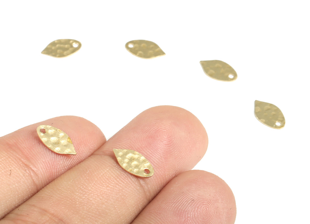 Brass Hammered Leaf Earring Charms - Raw Brass Leaf Pendant - Earring Findings - Jewelry Making Supplies - 9.9x5.8x0.36mm - PP3920 - DOMEDBAZAAR