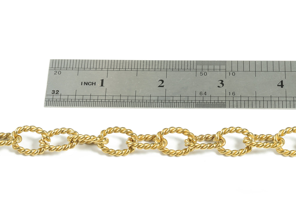 Raw Brass Textured Thick Cable Chain - Oval Paper Clip Layering Chain - Open Link Chain For Necklace Bracelet - 0.65&quot;x0.46&quot;x0.07&quot; - CC1179 - DOMEDBAZAAR