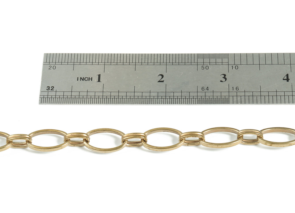 Raw Brass Oval Rolo Cable Chain - Round Link Cable Chain - Oval Paper Clip Layering ChainFor Necklace Bracelet - 0.68&quot;x0.40&quot;x0.08&quot; - CC1182 - DOMEDBAZAAR