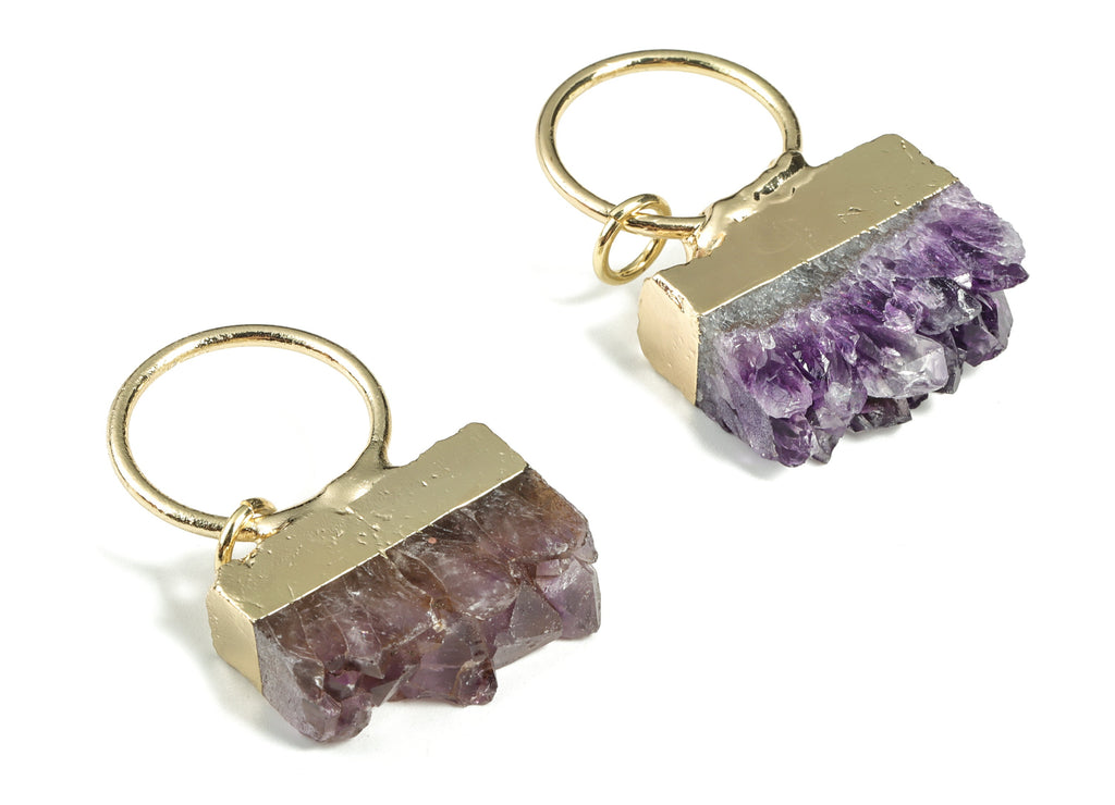 Amethyst Druzy Pendant – Nature Stone Purple Amethyst Charms - DIY Jewelry Making Supplies – Average Size - 52.92×33.13×11.88mm - NS1307 - DOMEDBAZAAR