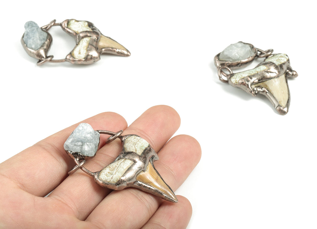 Celestite Jewelry Earring Charms – White Crystal - Bird Peak Pendant - Jewelry Making Supplies –Average Size - 64.02x28.67x12.17m - NS1320 - DOMEDBAZAAR