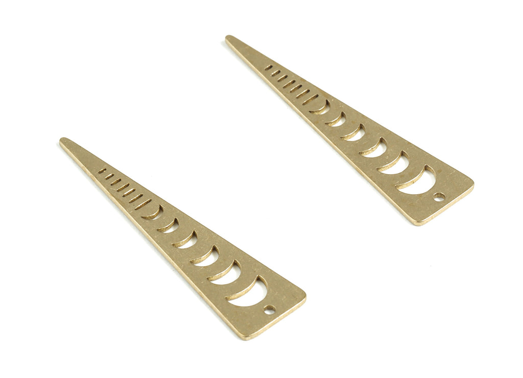 Brass Half Moon Earring Charms - Raw Brass Pyramid Streak Pendant - Earring Findings - Jewelry Supplies - 34.99x8.62x0.67mm - PP3967 - DOMEDBAZAAR