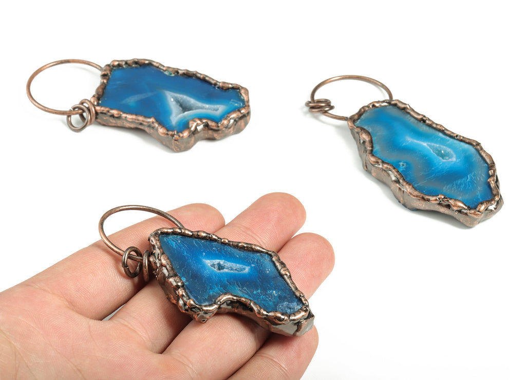 Druzy Agate Pendant - Druzy Agate Charm - Crystal Druzy Agate Necklaces – Jewelry Making - Average Size - 86.6×34.63×9.52mm - NS1330 - DOMEDBAZAAR