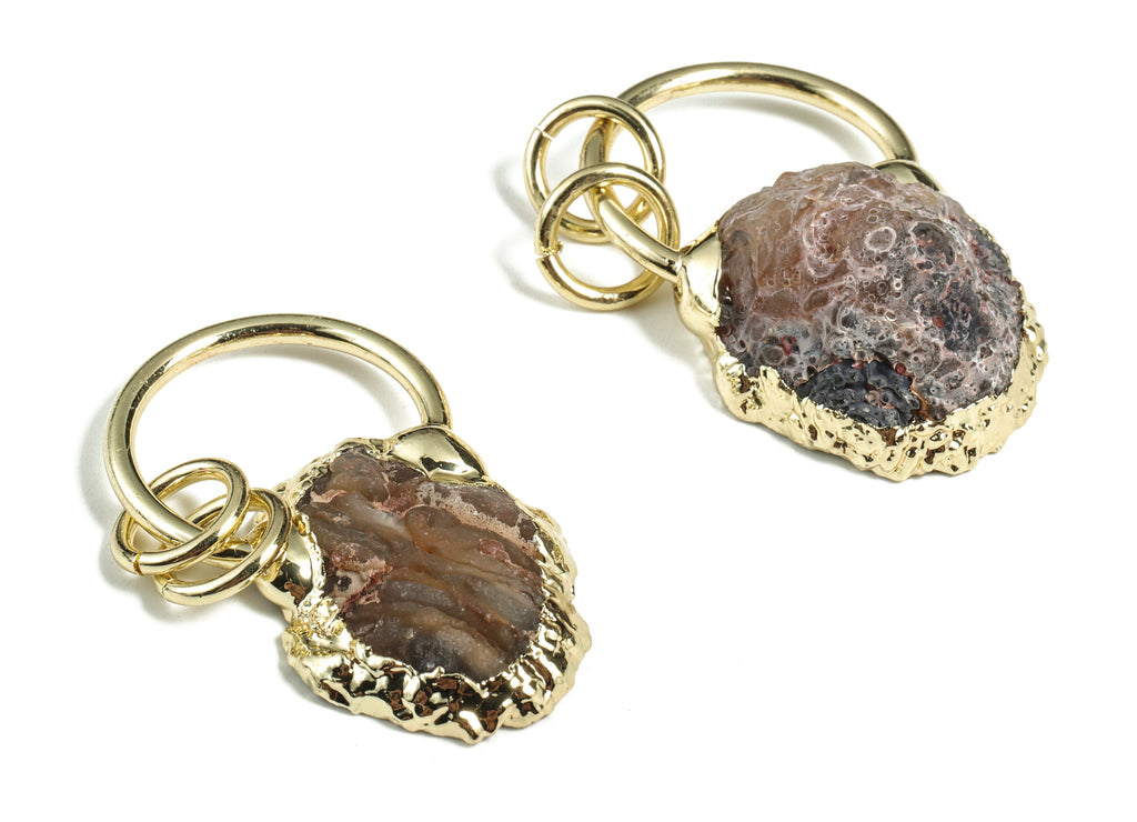Druzy Agate Pendant - Druzy Agate Charm - Crystal Druzy Agate Earring Charm – Jewelry Making - Average Size - 39.36× 23.95× 12.3mm - NS1339 - DOMEDBAZAAR