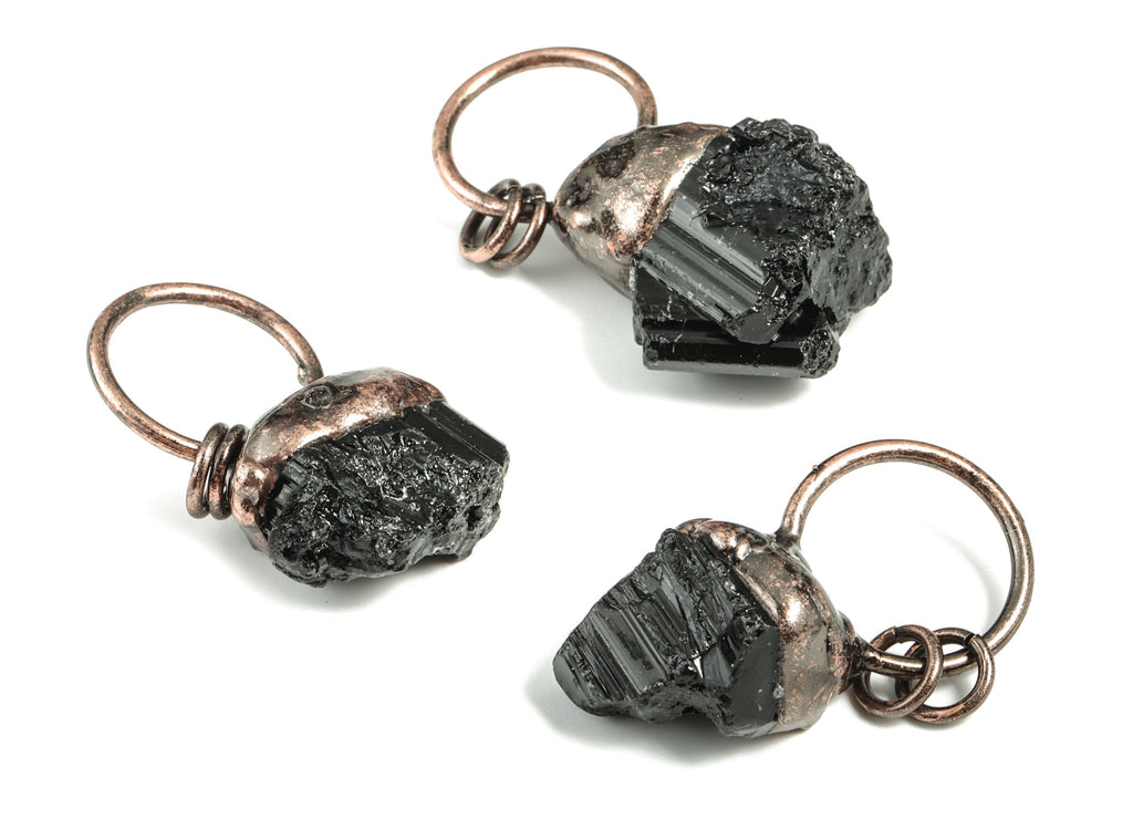 Black Tourmaline Pendant Charms – Irregular Black Jetstone Earring Charm – Average Size – Jewelry Supplies - 52.32x24.99x16.19mm - NS1341 - DOMEDBAZAAR