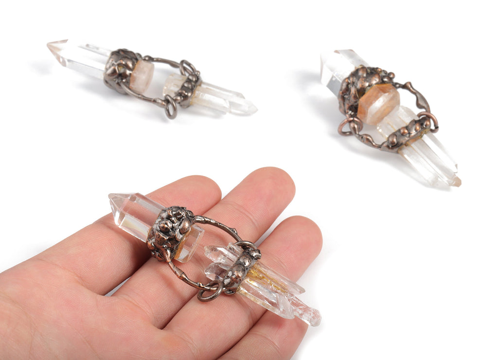 White Crystal Bullet Charms – Double Bullet Pendant – Crystal Jewelry - Average size– Jewelry Making  Supplies- 76.10x28.86x20.49mm - NS1355 - DOMEDBAZAAR
