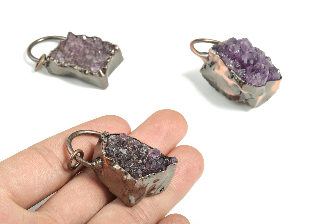 Amethyst Irregular Earring Charms – Irregular Shape Black Amethyst Pendant – Jewelry Making Supplies - 46.07x27.04x23.86mm - NS1342 - DOMEDBAZAAR