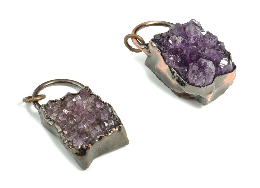 Amethyst Irregular Earring Charms – Irregular Shape Black Amethyst Pendant – Jewelry Making Supplies - 46.07x27.04x23.86mm - NS1342 - DOMEDBAZAAR